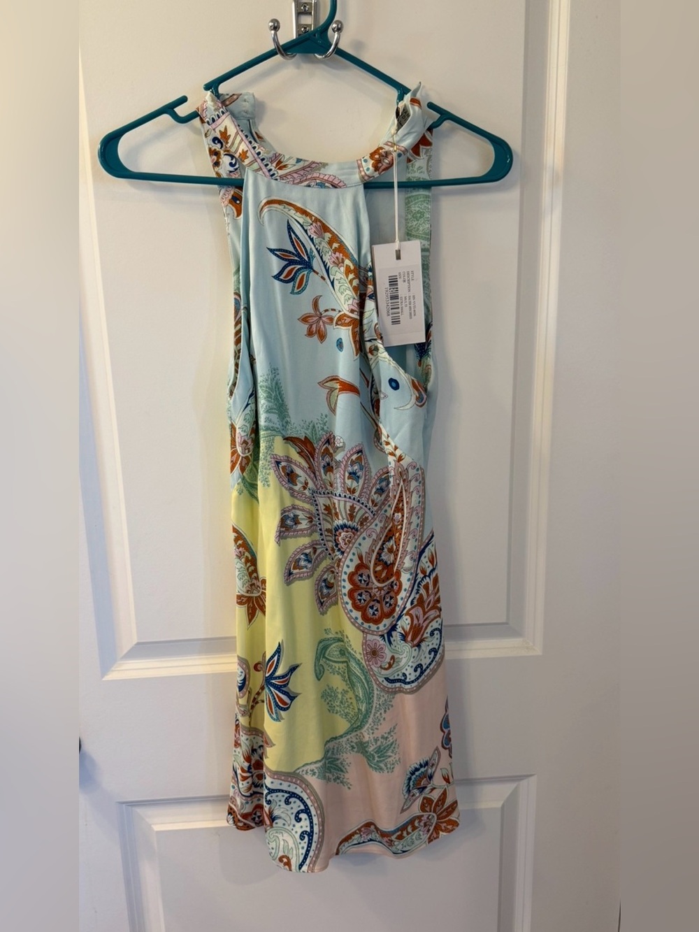 NWT HEMANT & NANDITA Pastel Paisley Halter Mini Dress SIZE XS - Picture 3 of 4